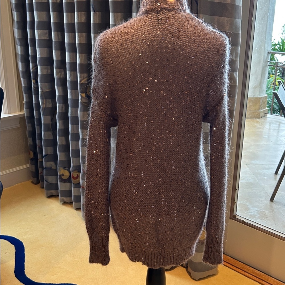 Express Light Brown Sequined Opened Cardigan - image 4